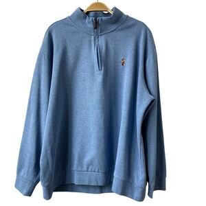 US Polo Assn Rib Knit 1/4 Zip Sweater Men 2XL Blue Long Sleeve Embroidered Pony